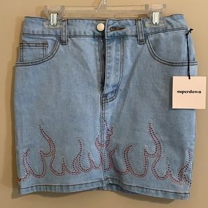 Revolve denim studded skirt